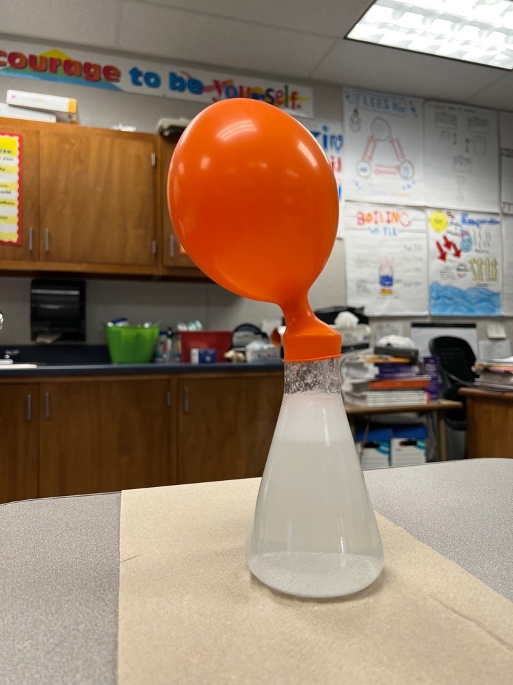 a ballon on top of a flask, filled with carbon dioxide
